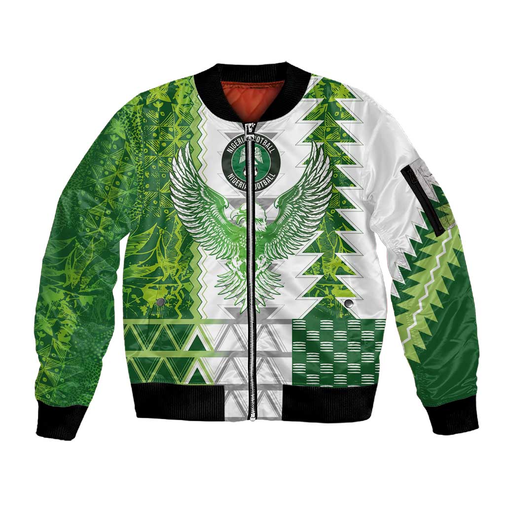 Custom Nigeria National Football Sleeve Zip Bomber Jacket Naija Super Eagles - Wonder Print Shop
