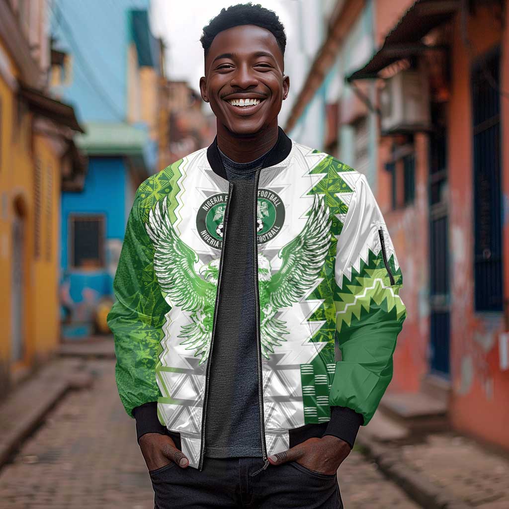 Custom Nigeria National Football Sleeve Zip Bomber Jacket Naija Super Eagles - Wonder Print Shop