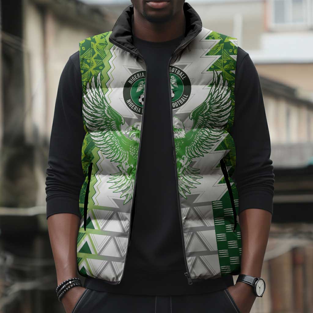 Custom Nigeria National Football Sleeveless Puffer Jacket Naija Super Eagles - Wonder Print Shop