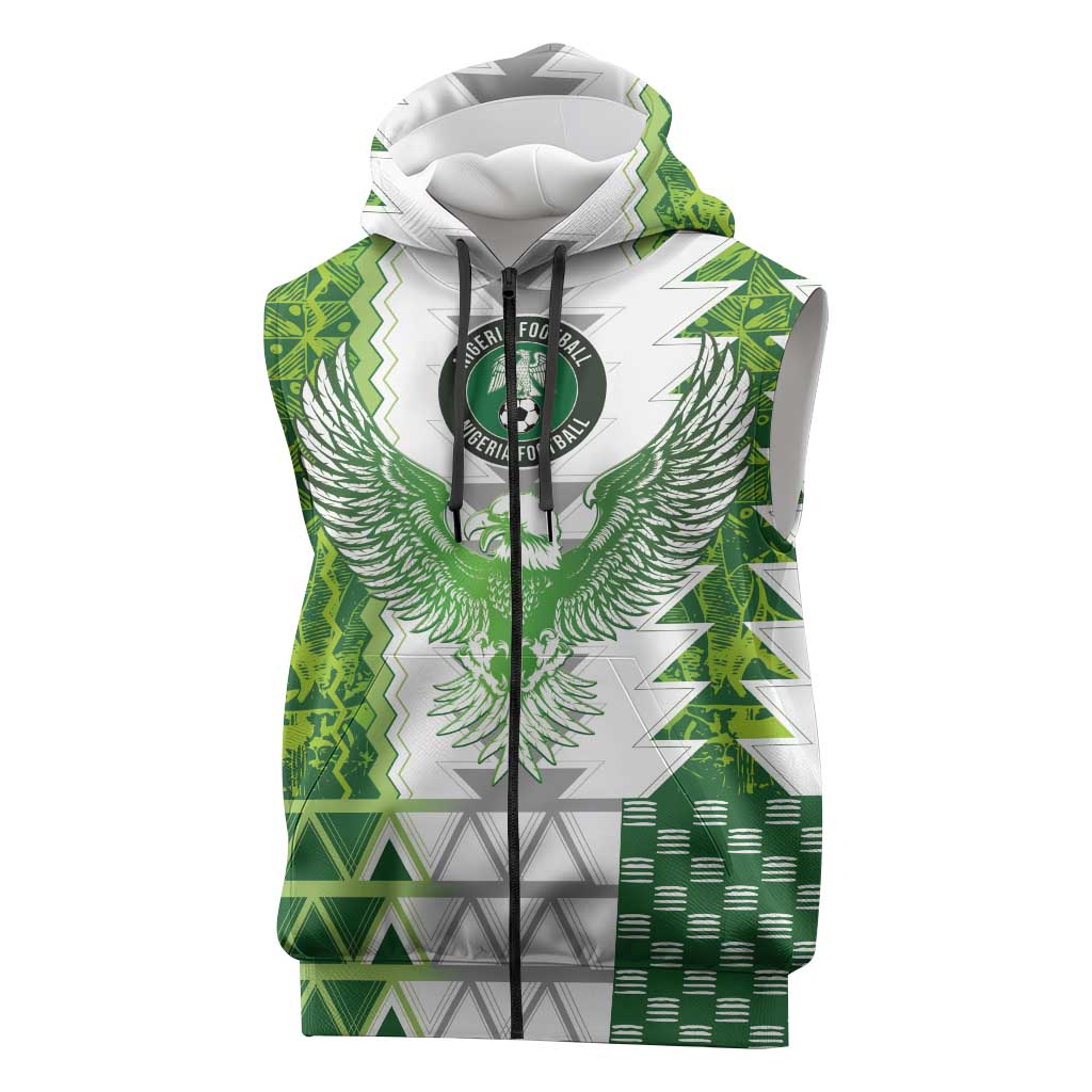 Custom Nigeria National Football Sleeveless Zip Hoodie Naija Super Eagles - Wonder Print Shop