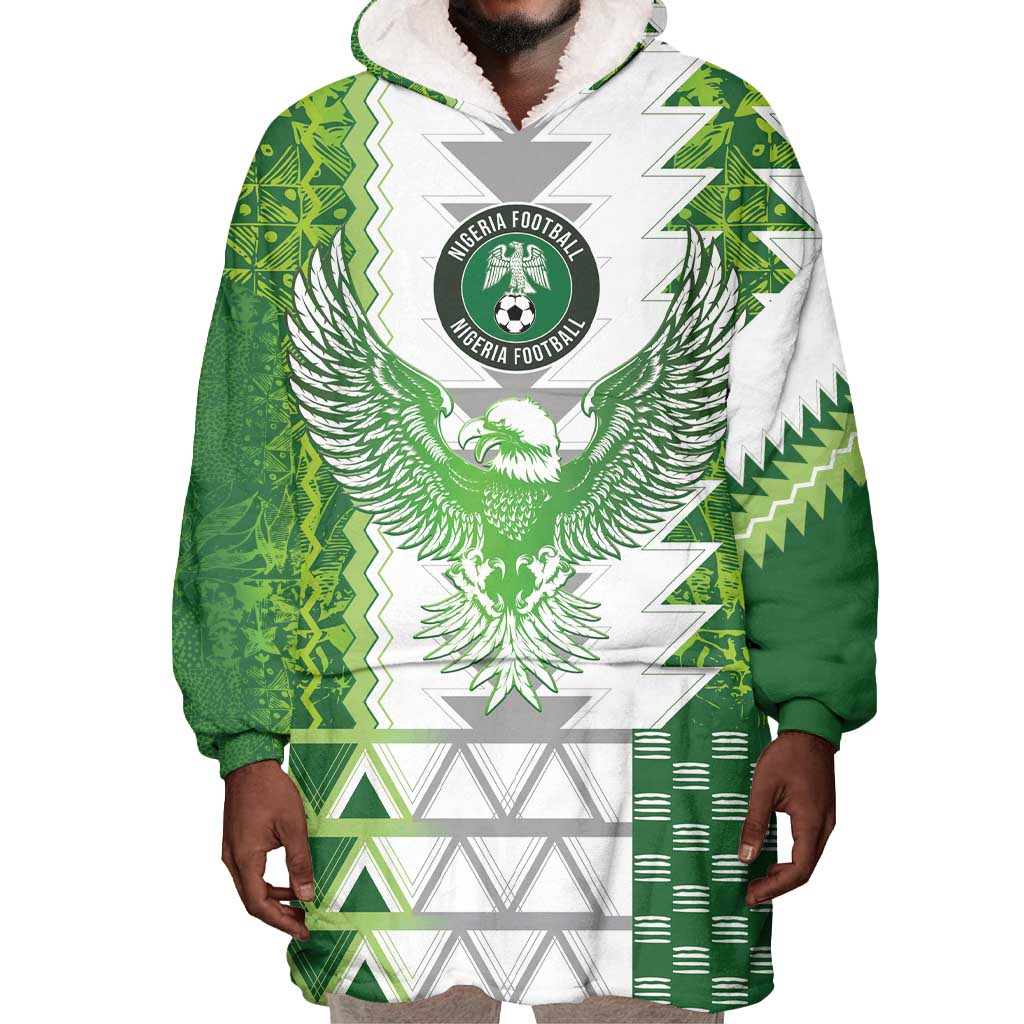 Custom Nigeria National Football Wearable Blanket Hoodie Naija Super Eagles - Wonder Print Shop