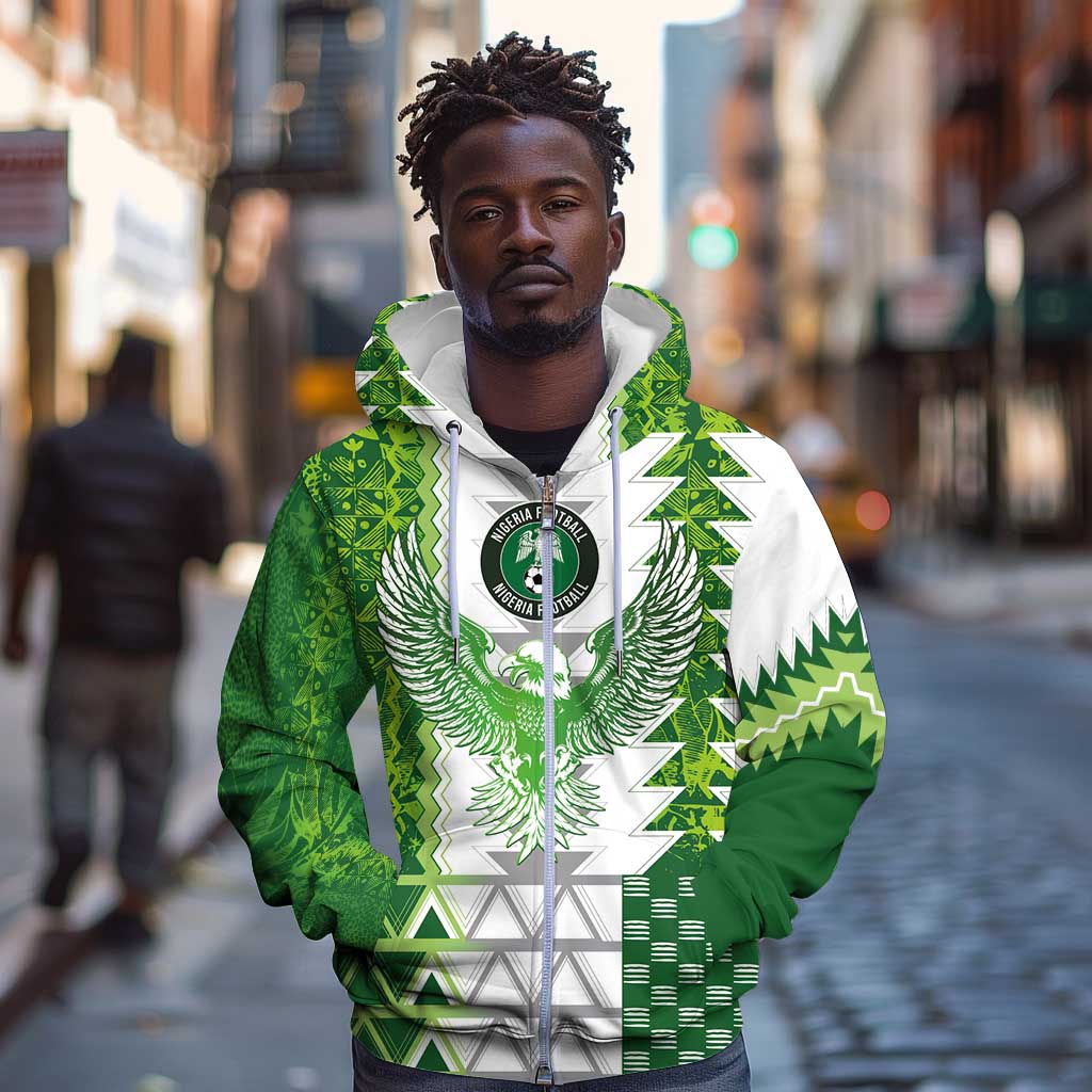 Custom Nigeria National Football Zip Hoodie Naija Super Eagles - Wonder Print Shop