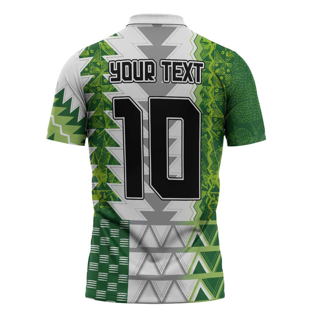 Custom Nigeria National Football Zipper Polo Shirt Naija Super Eagles - Wonder Print Shop