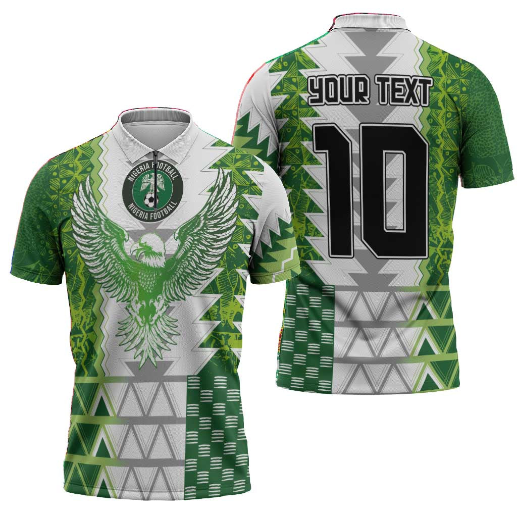 Custom Nigeria National Football Zipper Polo Shirt Naija Super Eagles - Wonder Print Shop