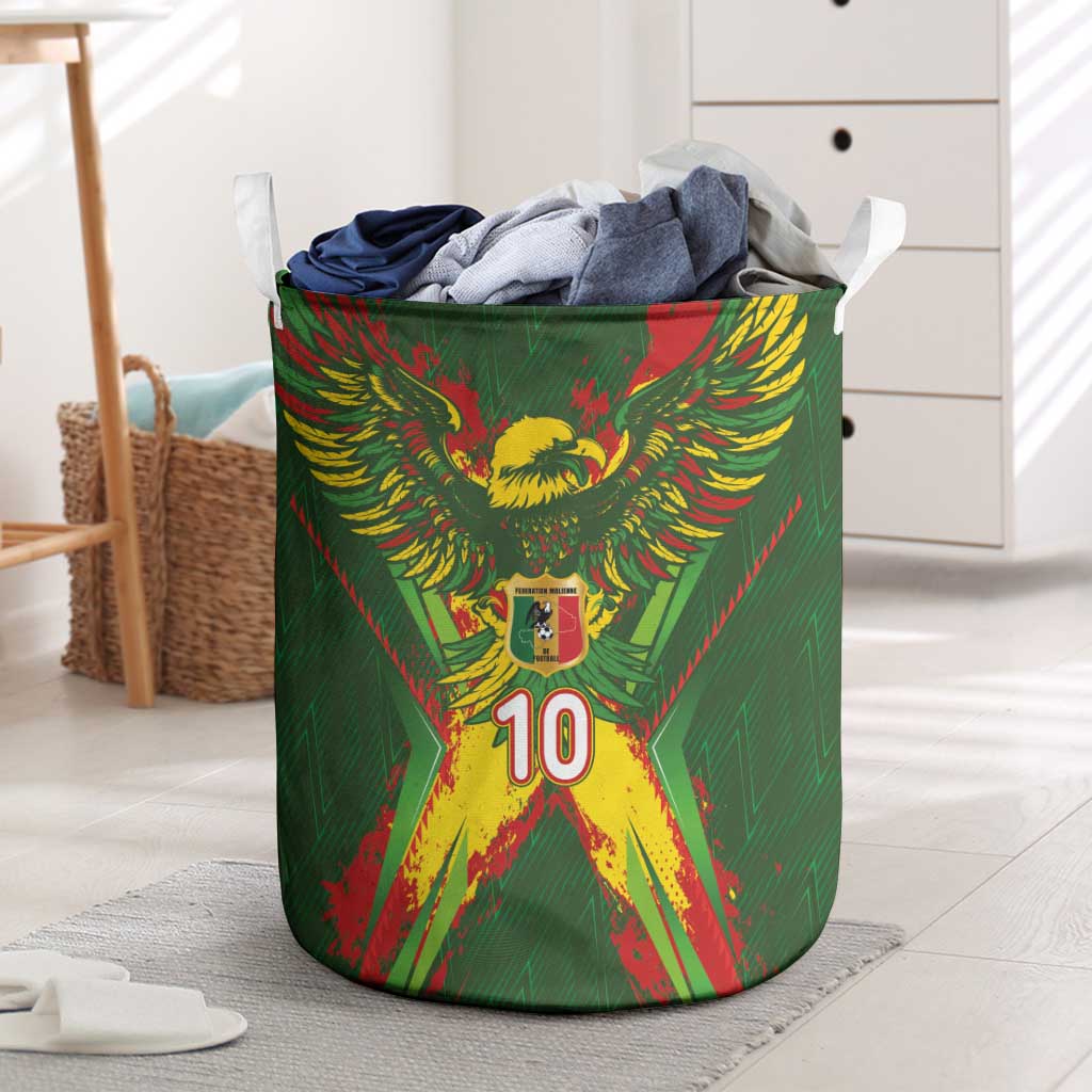 Custom Mali National Football Laundry Basket Grunge Les Aigles Sporty Style - Wonder Print Shop