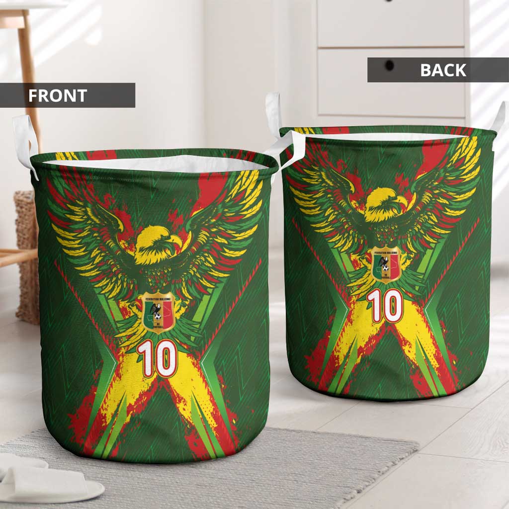 Custom Mali National Football Laundry Basket Grunge Les Aigles Sporty Style - Wonder Print Shop