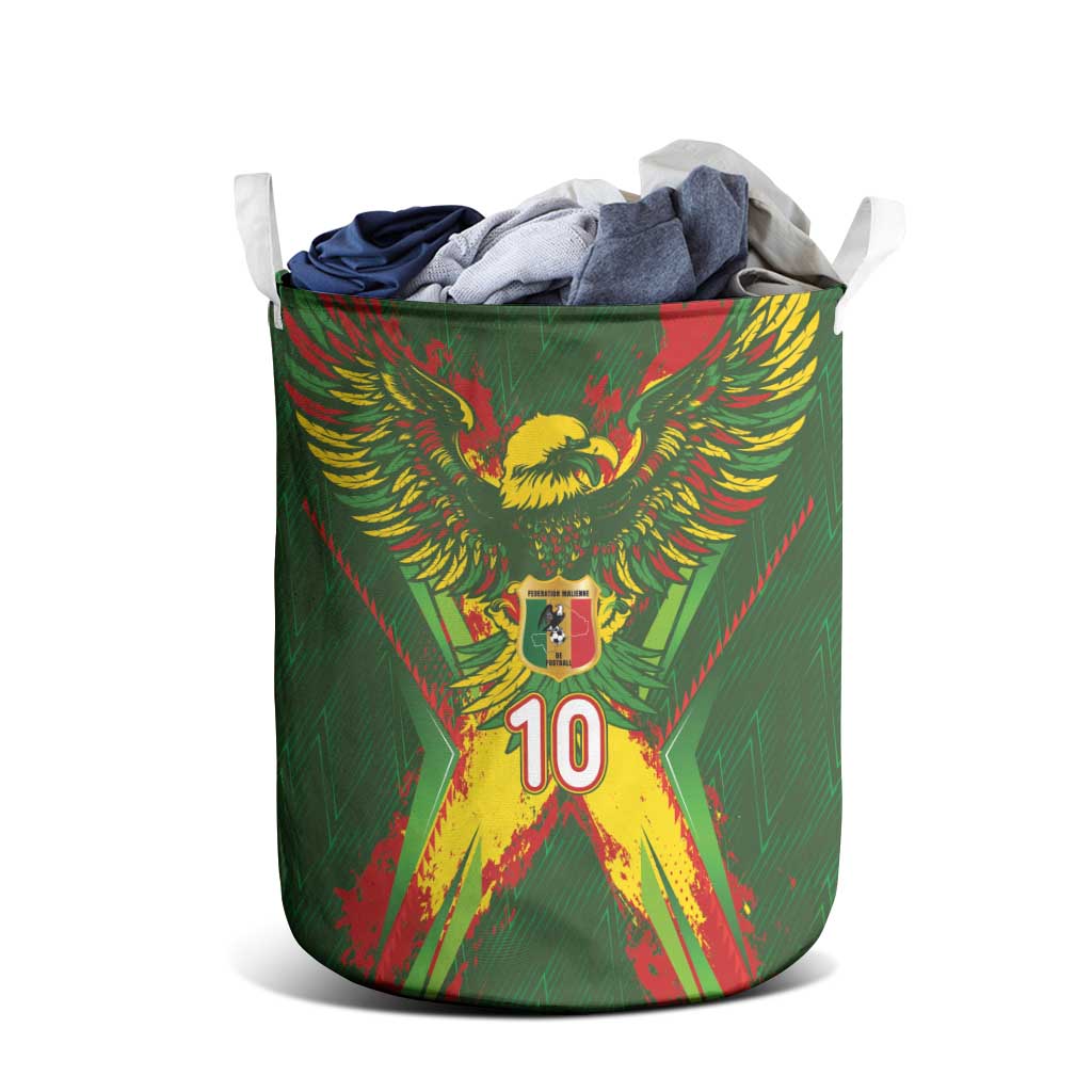 Custom Mali National Football Laundry Basket Grunge Les Aigles Sporty Style - Wonder Print Shop