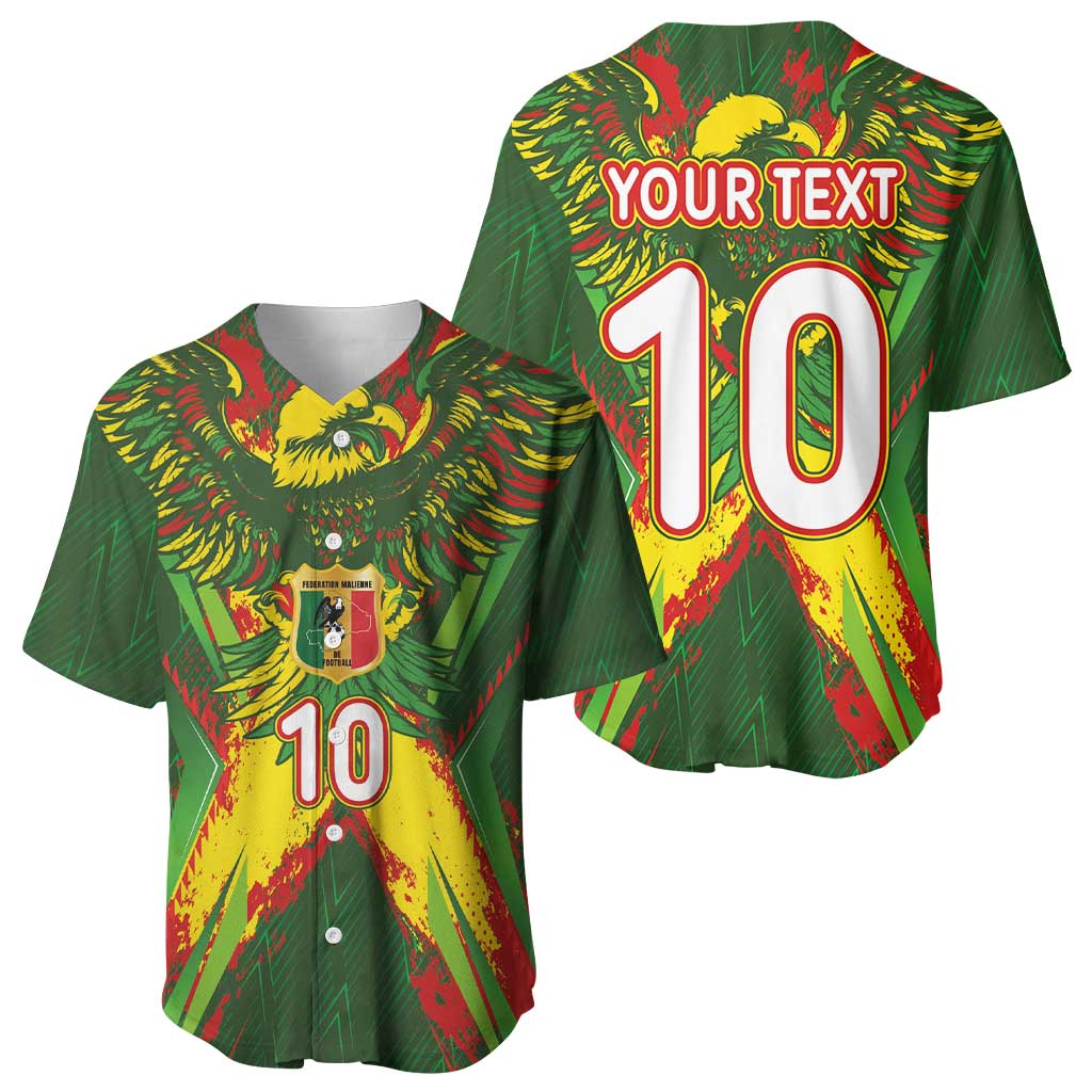 Custom Mali National Football Baseball Jersey Grunge Les Aigles Sporty Style - Wonder Print Shop