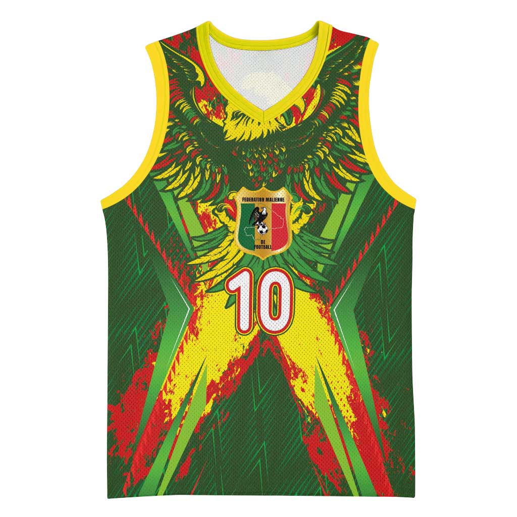 Custom Mali National Football Basketball Jersey Grunge Les Aigles Sporty Style - Wonder Print Shop