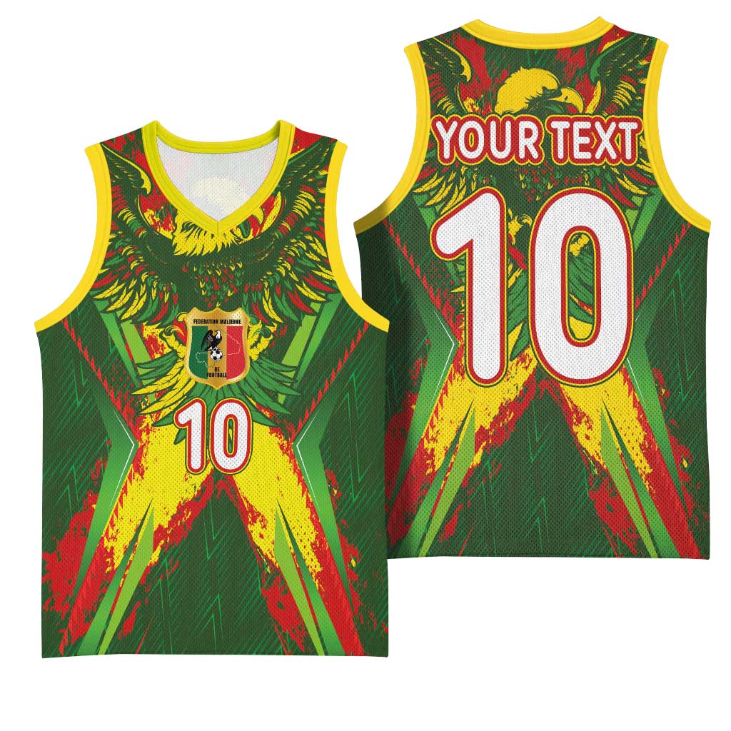 Custom Mali National Football Basketball Jersey Grunge Les Aigles Sporty Style - Wonder Print Shop