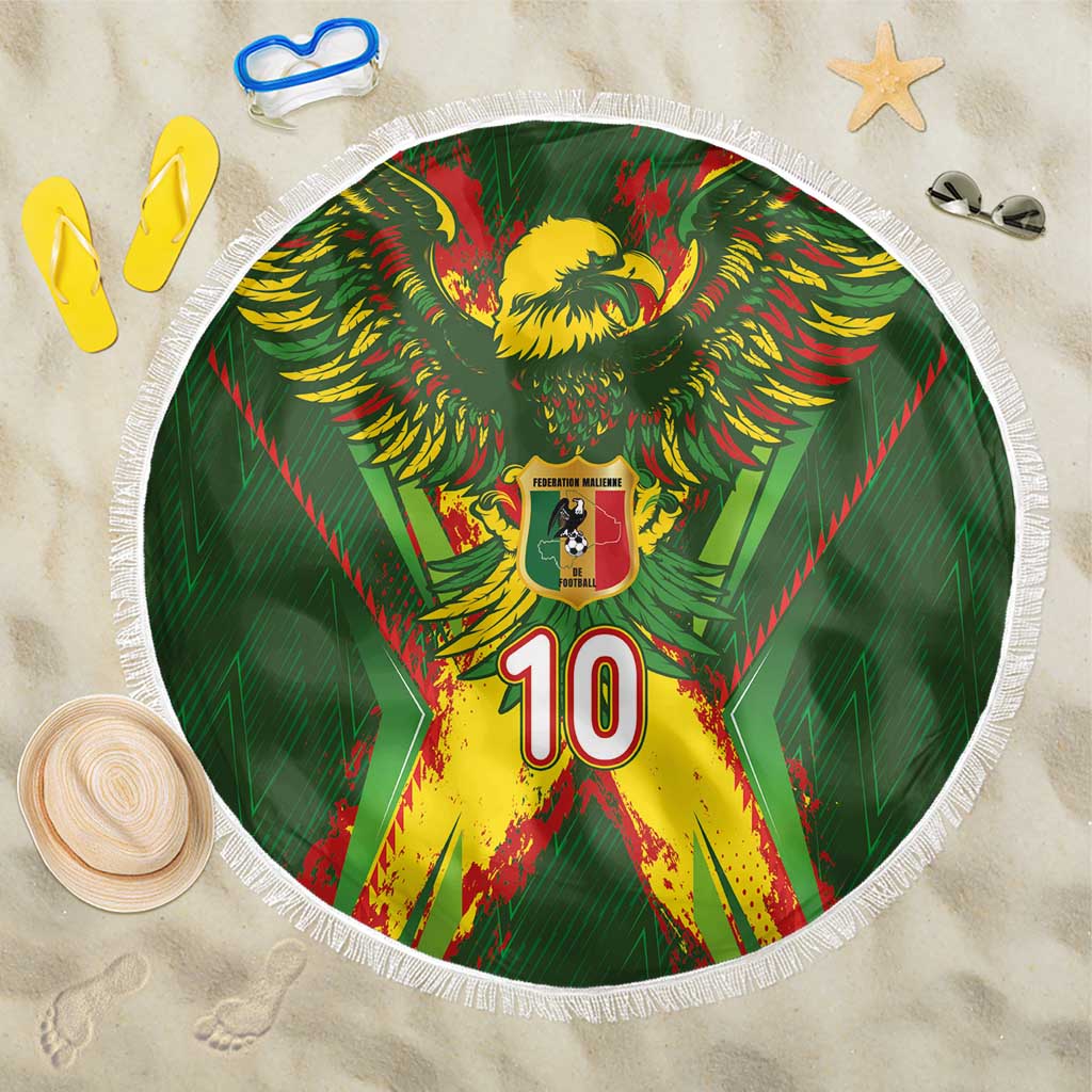 Custom Mali National Football Beach Blanket Grunge Les Aigles Sporty Style - Wonder Print Shop
