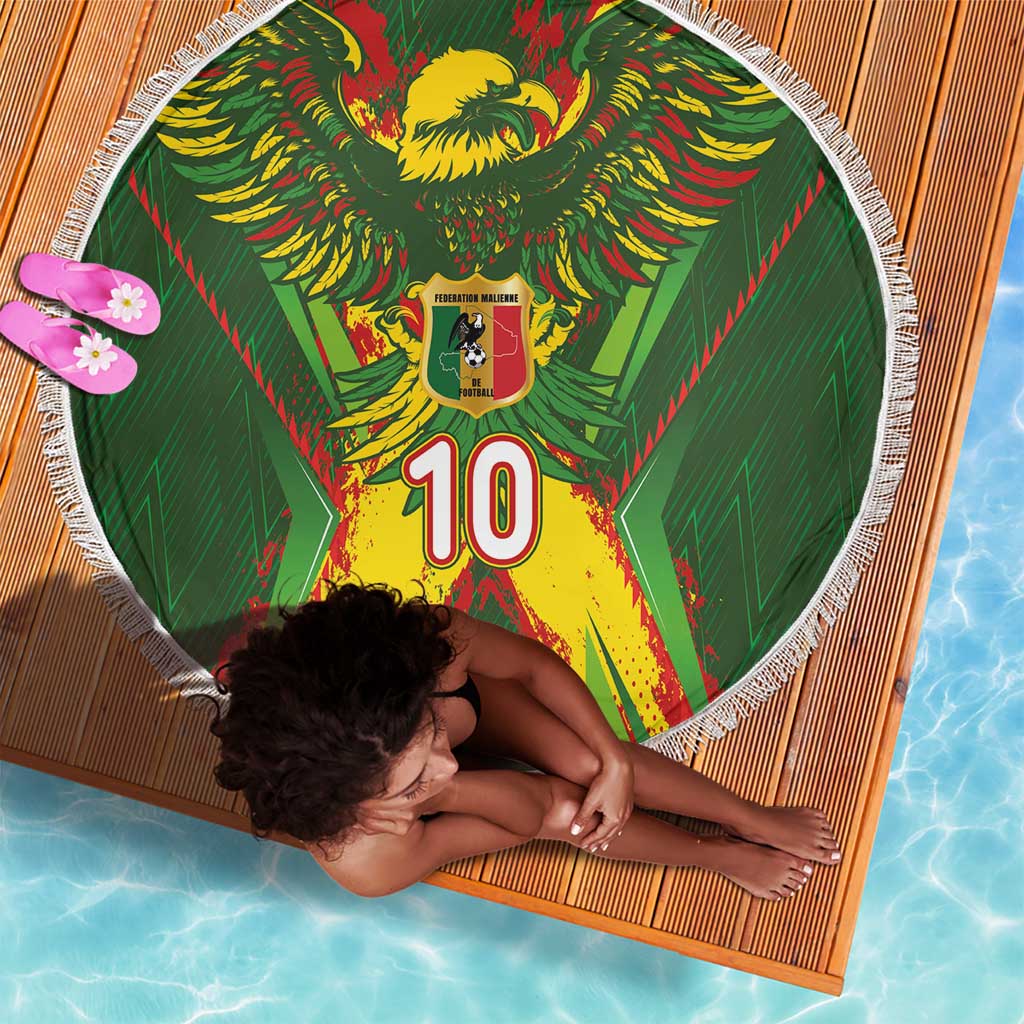 Custom Mali National Football Beach Blanket Grunge Les Aigles Sporty Style - Wonder Print Shop