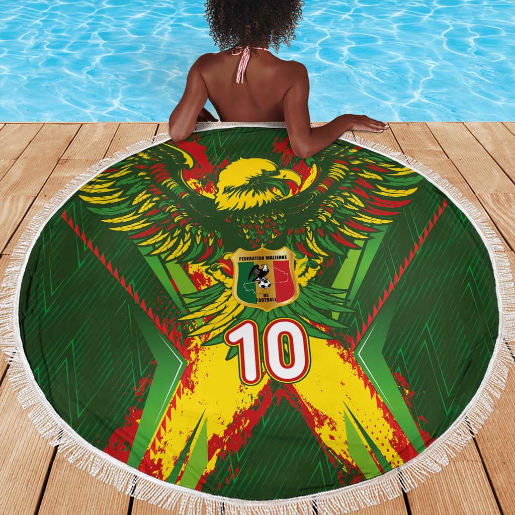 Custom Mali National Football Beach Blanket Grunge Les Aigles Sporty Style - Wonder Print Shop