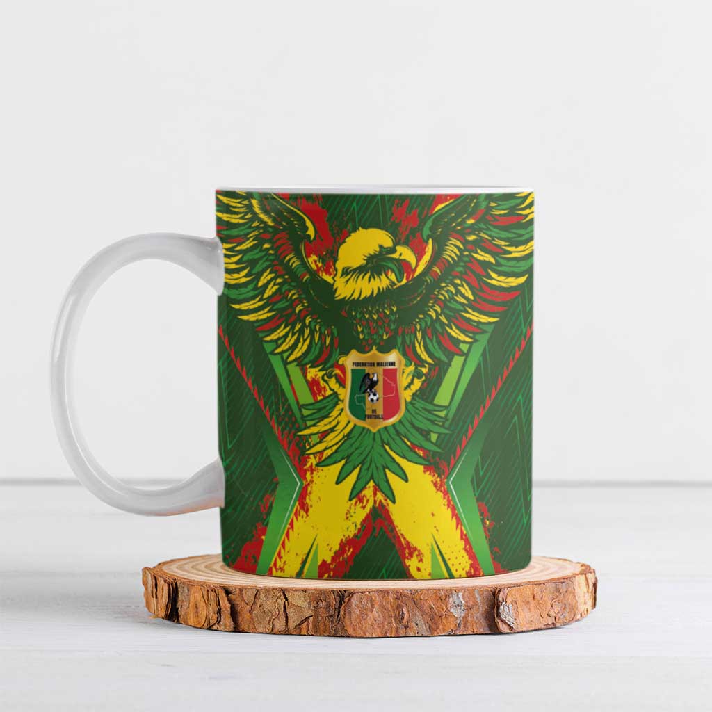 Custom Mali National Football Ceramic Mug Grunge Les Aigles Sporty Style - Wonder Print Shop