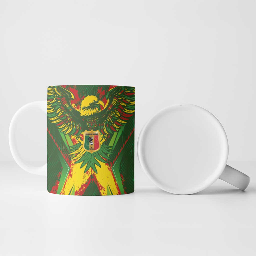 Custom Mali National Football Ceramic Mug Grunge Les Aigles Sporty Style - Wonder Print Shop