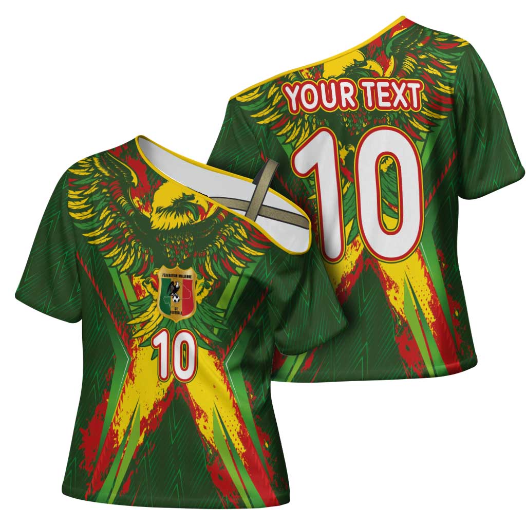 Custom Mali National Football Cross Shoulder Shirt Grunge Les Aigles Sporty Style - Wonder Print Shop