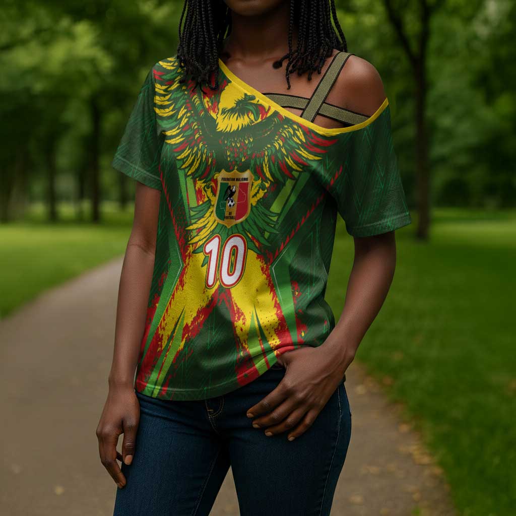 Custom Mali National Football Cross Shoulder Shirt Grunge Les Aigles Sporty Style - Wonder Print Shop