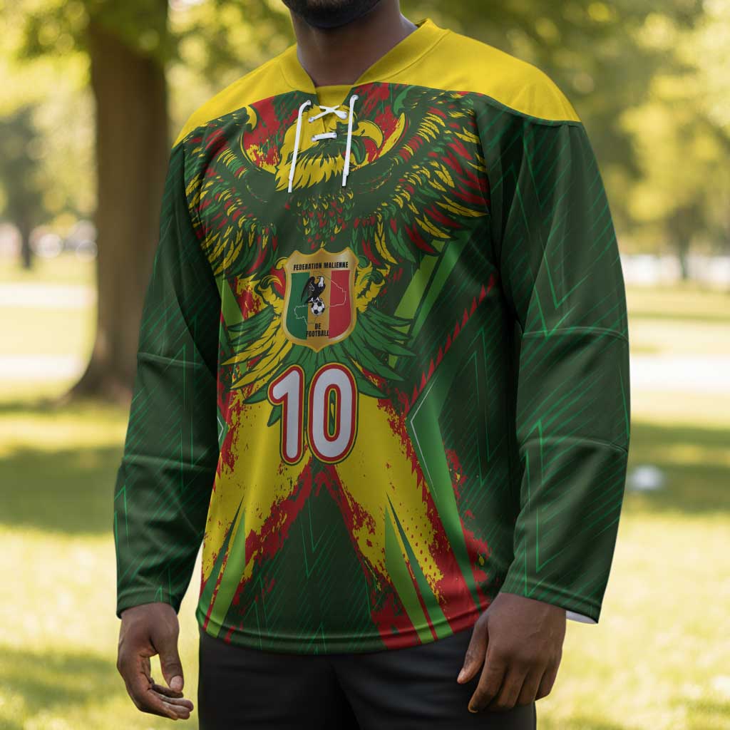 Custom Mali National Football Hockey Jersey Grunge Les Aigles Sporty Style - Wonder Print Shop