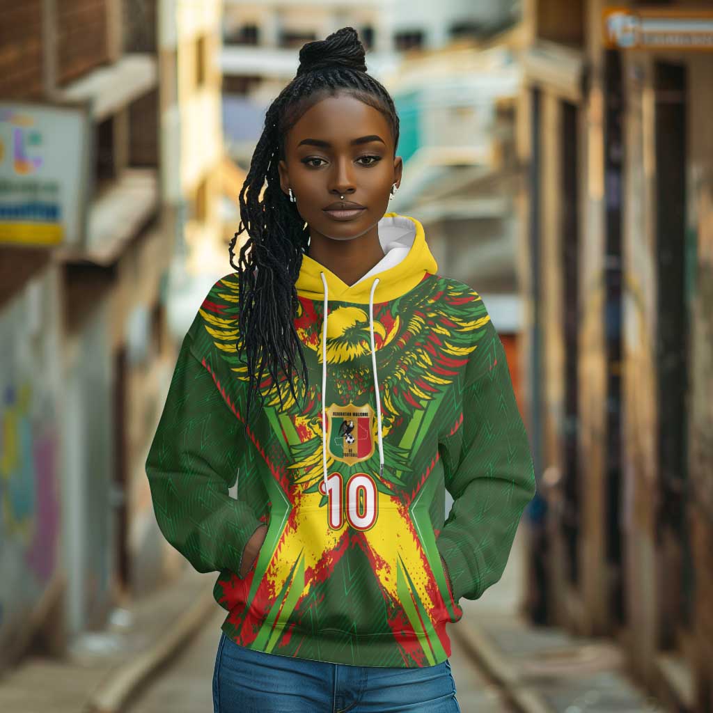 Custom Mali National Football Hoodie Grunge Les Aigles Sporty Style - Wonder Print Shop
