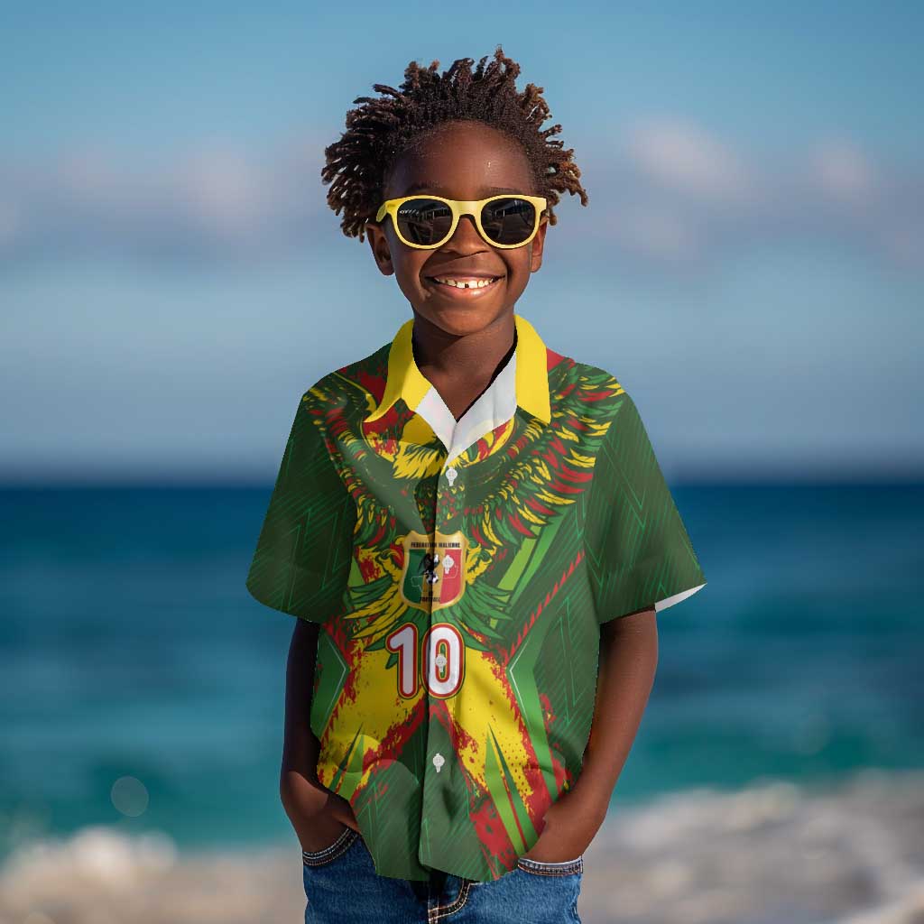 Custom Mali National Football Kid Hawaiian Shirt Grunge Les Aigles Sporty Style - Wonder Print Shop