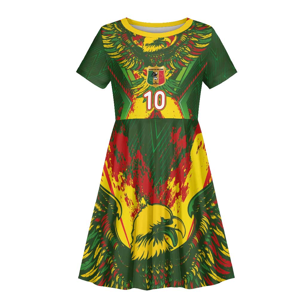 Custom Mali National Football Kid Short Sleeve Dress Grunge Les Aigles Sporty Style - Wonder Print Shop