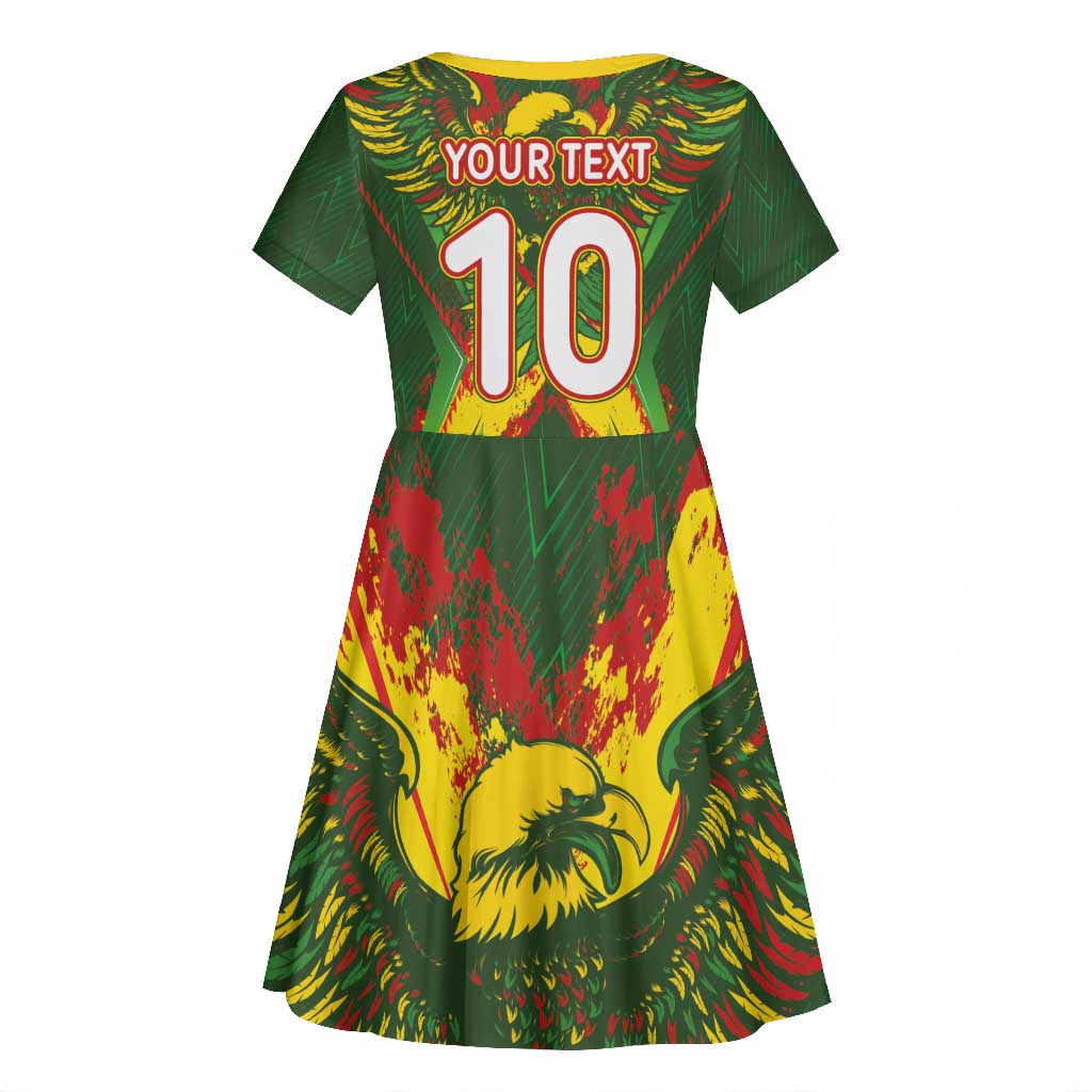 Custom Mali National Football Kid Short Sleeve Dress Grunge Les Aigles Sporty Style - Wonder Print Shop