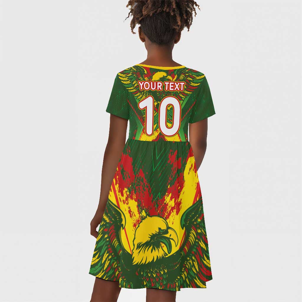 Custom Mali National Football Kid Short Sleeve Dress Grunge Les Aigles Sporty Style - Wonder Print Shop