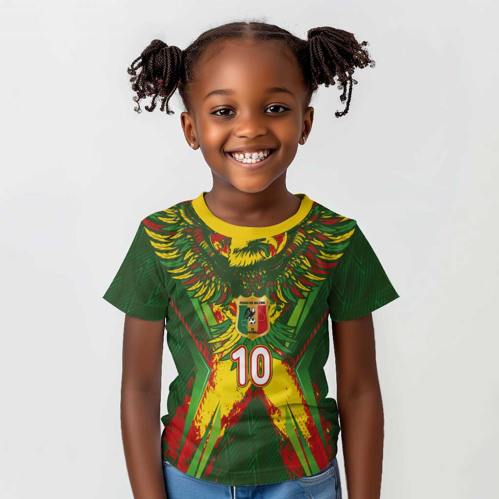 Custom Mali National Football Kid T shirt Grunge Les Aigles Sporty Style - Wonder Print Shop