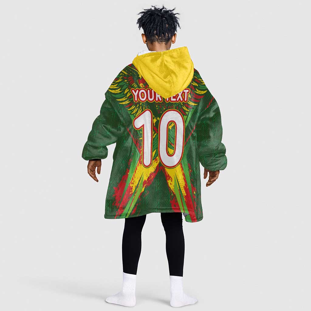 Custom Mali National Football Kid Wearable Blanket Hoodie Grunge Les Aigles Sporty Style - Wonder Print Shop