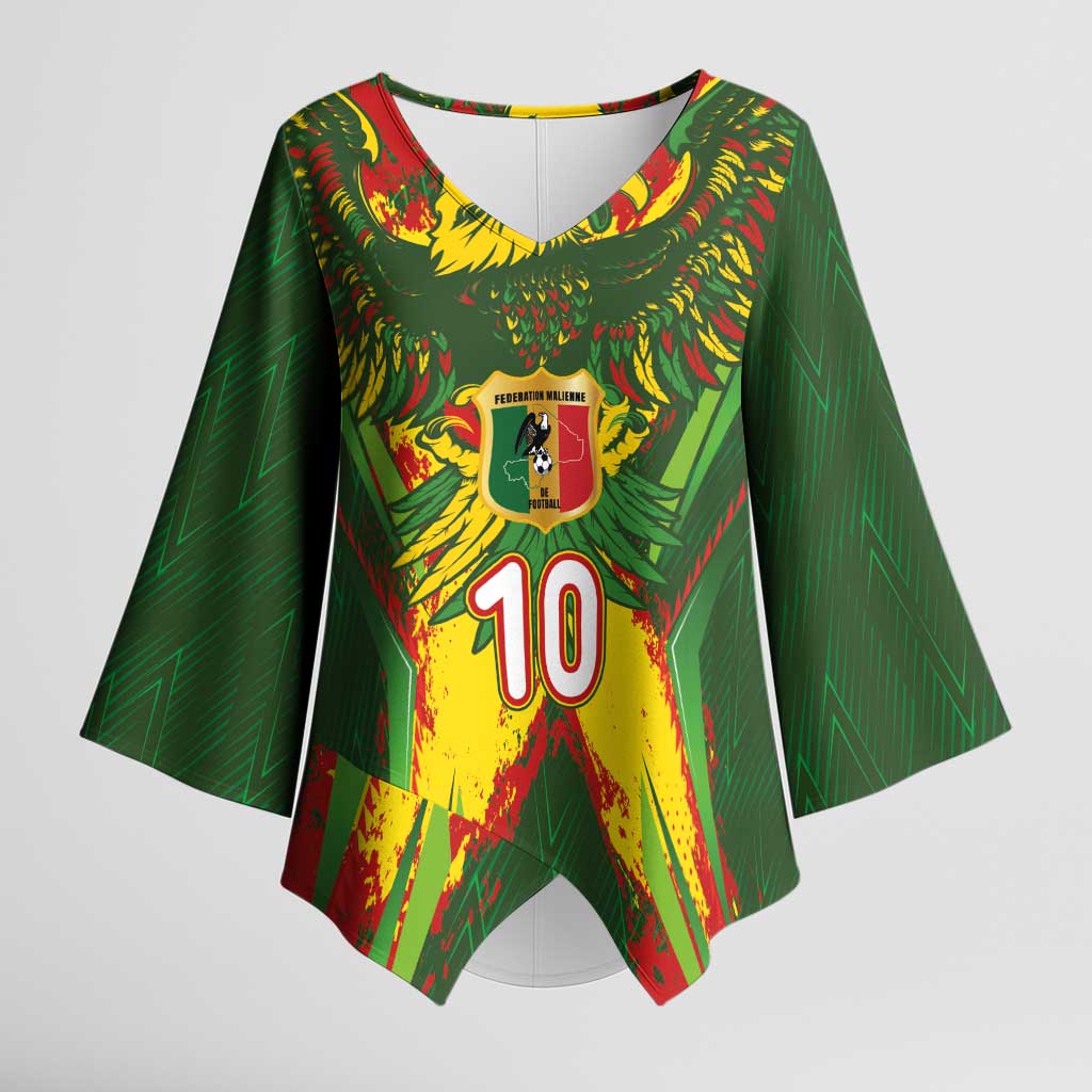 Custom Mali National Football Kimono Sleeve Blouse Grunge Les Aigles Sporty Style - Wonder Print Shop