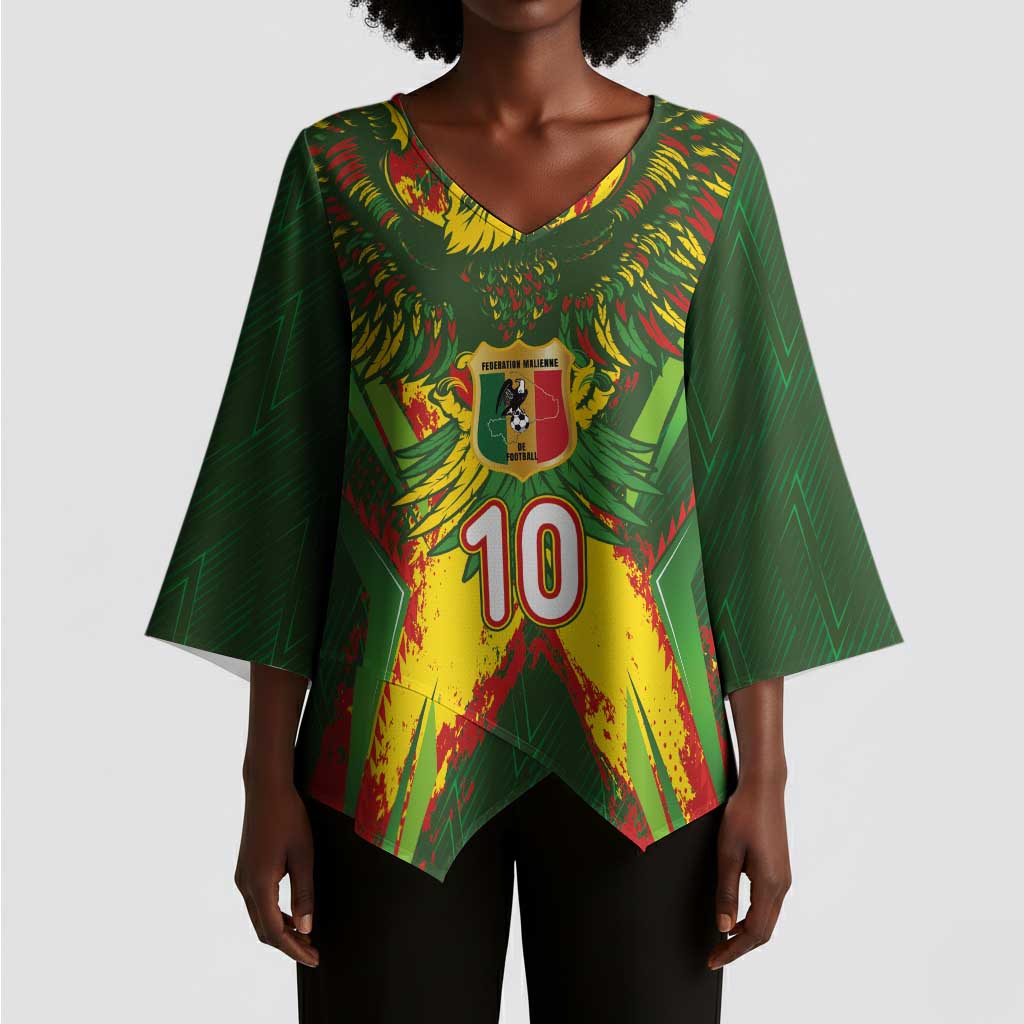 Custom Mali National Football Kimono Sleeve Blouse Grunge Les Aigles Sporty Style - Wonder Print Shop