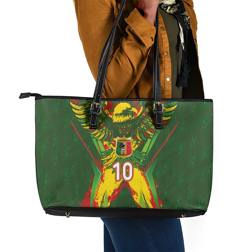 Custom Mali National Football Leather Tote Bag Grunge Les Aigles Sporty Style - Wonder Print Shop