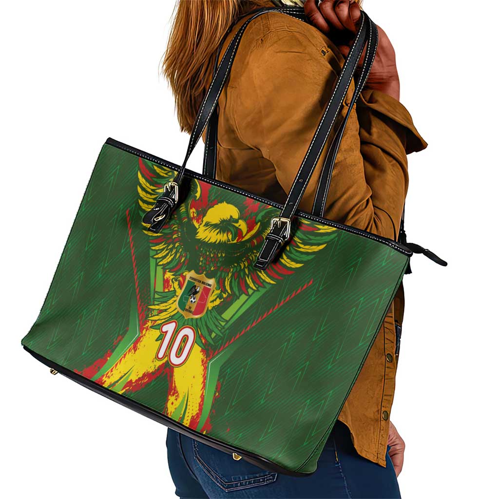 Custom Mali National Football Leather Tote Bag Grunge Les Aigles Sporty Style - Wonder Print Shop