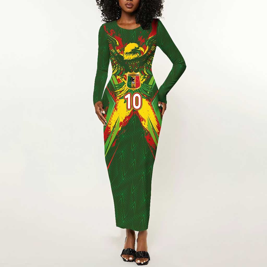 Custom Mali National Football Long Sleeve Bodycon Dress Grunge Les Aigles Sporty Style - Wonder Print Shop