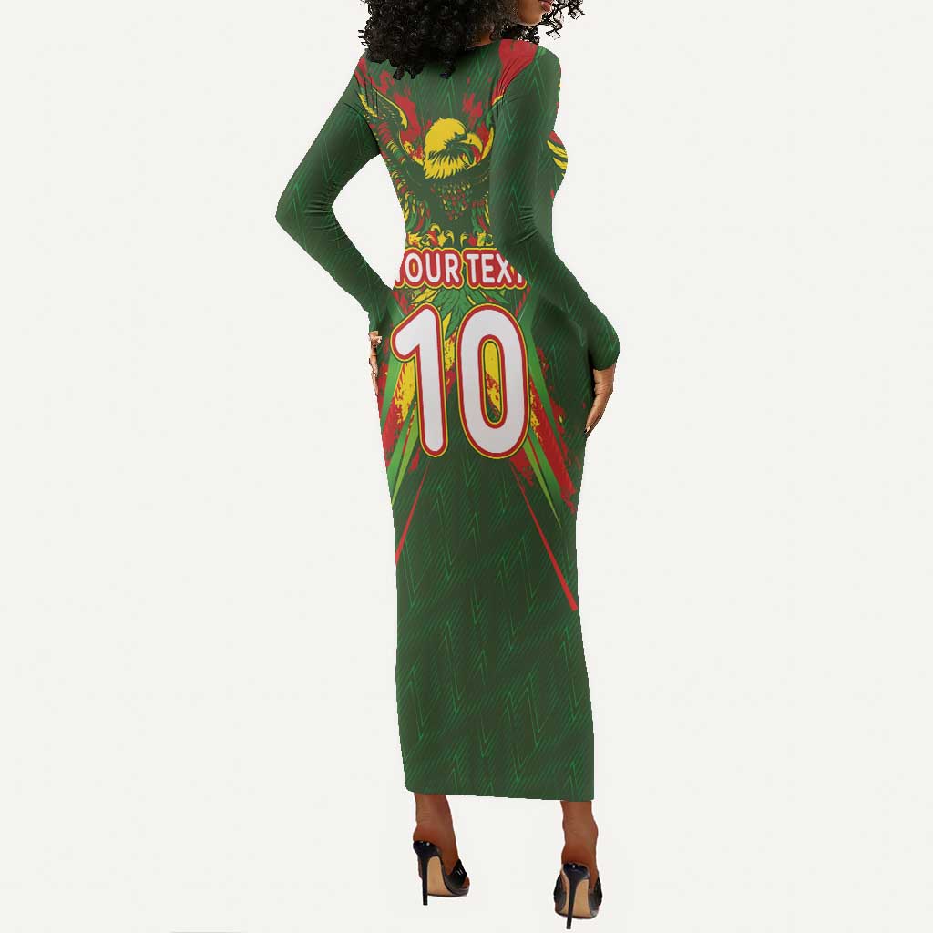 Custom Mali National Football Long Sleeve Bodycon Dress Grunge Les Aigles Sporty Style - Wonder Print Shop