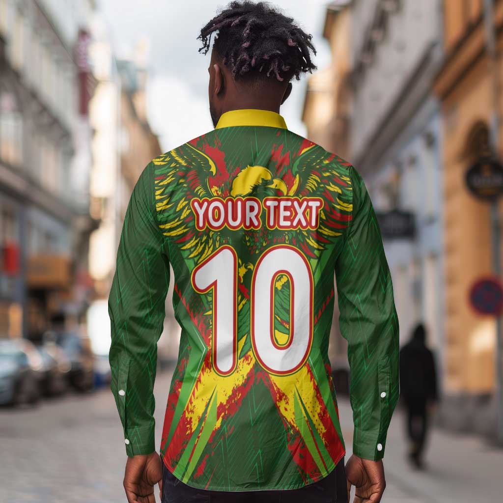 Custom Mali National Football Long Sleeve Button Shirt Grunge Les Aigles Sporty Style - Wonder Print Shop