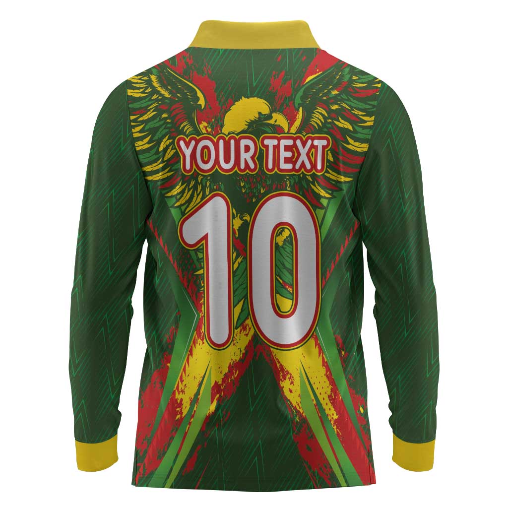 Custom Mali National Football Long Sleeve Polo Shirt Grunge Les Aigles Sporty Style - Wonder Print Shop