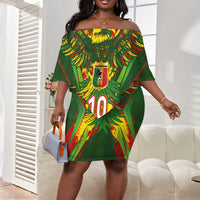 Custom Mali National Football Off Shoulder Short Dress Grunge Les Aigles Sporty Style - Wonder Print Shop