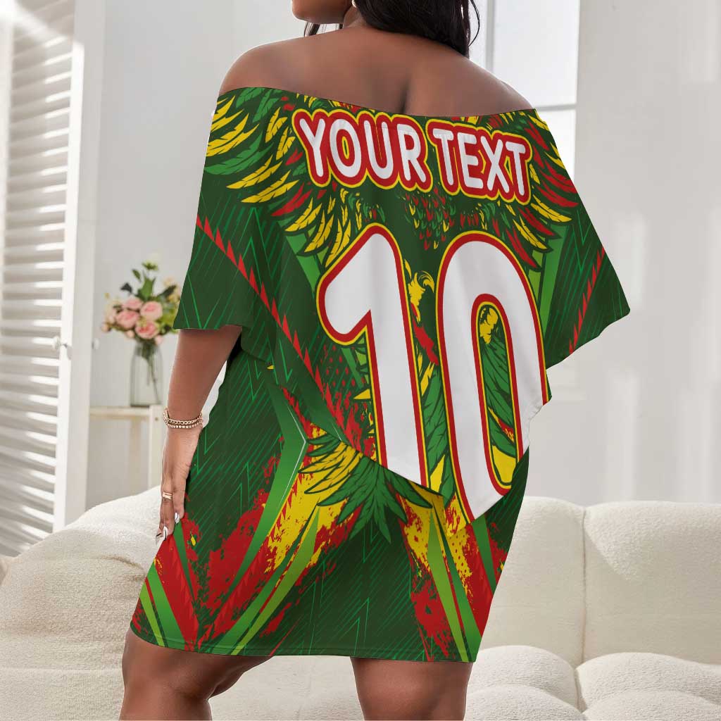 Custom Mali National Football Off Shoulder Short Dress Grunge Les Aigles Sporty Style - Wonder Print Shop