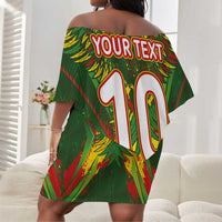 Custom Mali National Football Off Shoulder Short Dress Grunge Les Aigles Sporty Style - Wonder Print Shop