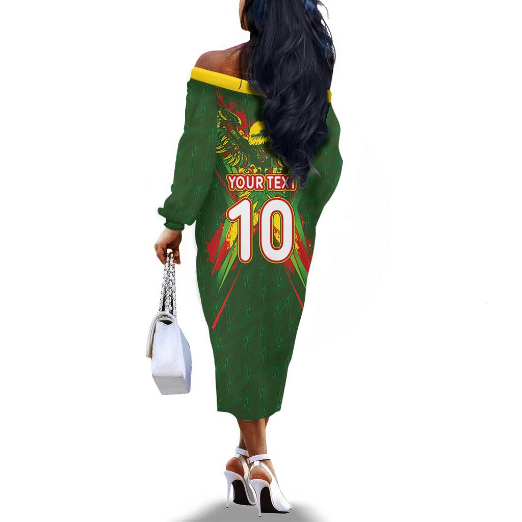 Custom Mali National Football Off The Shoulder Long Sleeve Dress Grunge Les Aigles Sporty Style - Wonder Print Shop