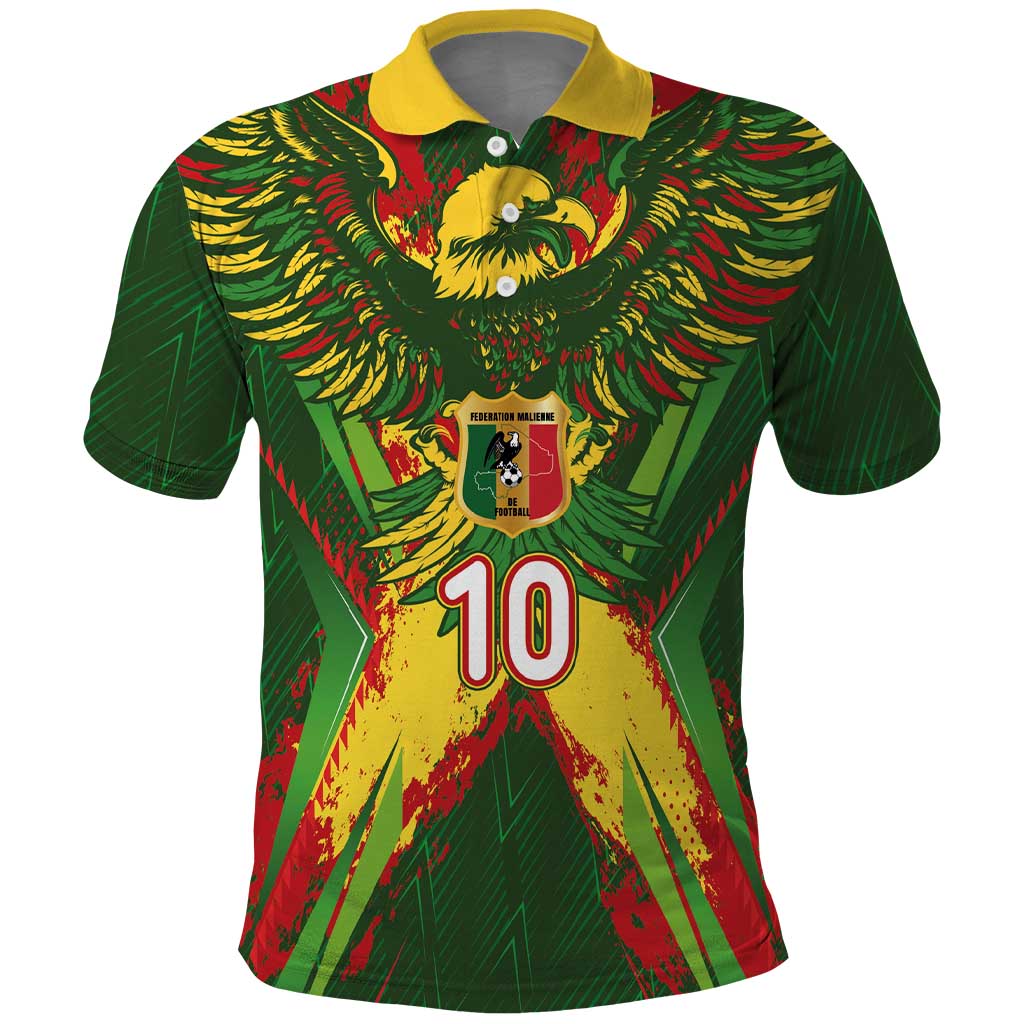 Custom Mali National Football Polo Shirt Grunge Les Aigles Sporty Style - Wonder Print Shop