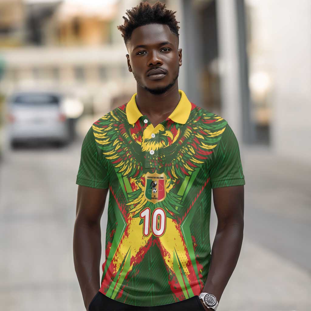 Custom Mali National Football Polo Shirt Grunge Les Aigles Sporty Style - Wonder Print Shop