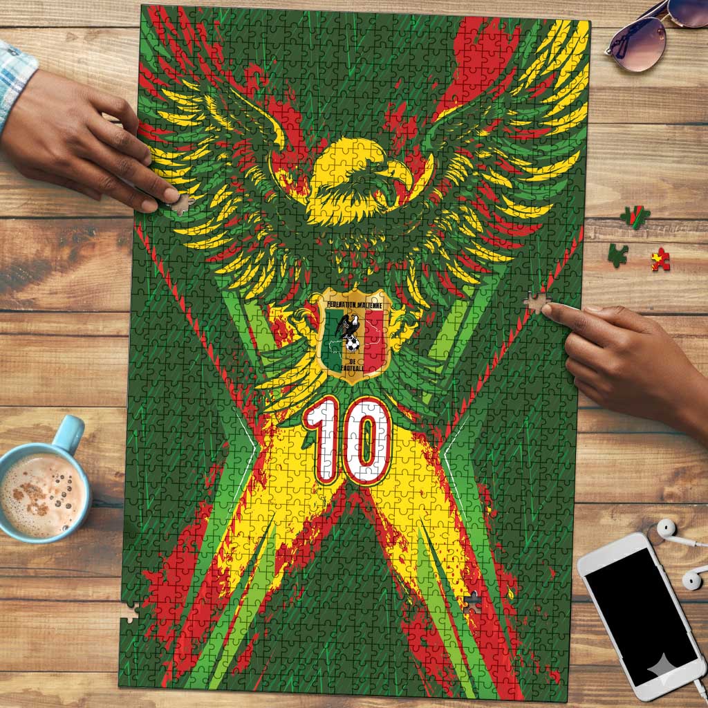 Custom Mali National Football Puzzle Grunge Les Aigles Sporty Style - Wonder Print Shop