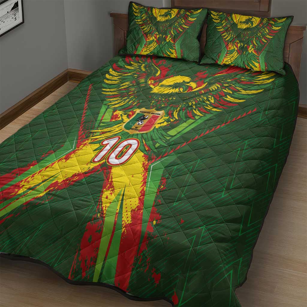 Custom Mali National Football Quilt Bed Set Grunge Les Aigles Sporty Style - Wonder Print Shop