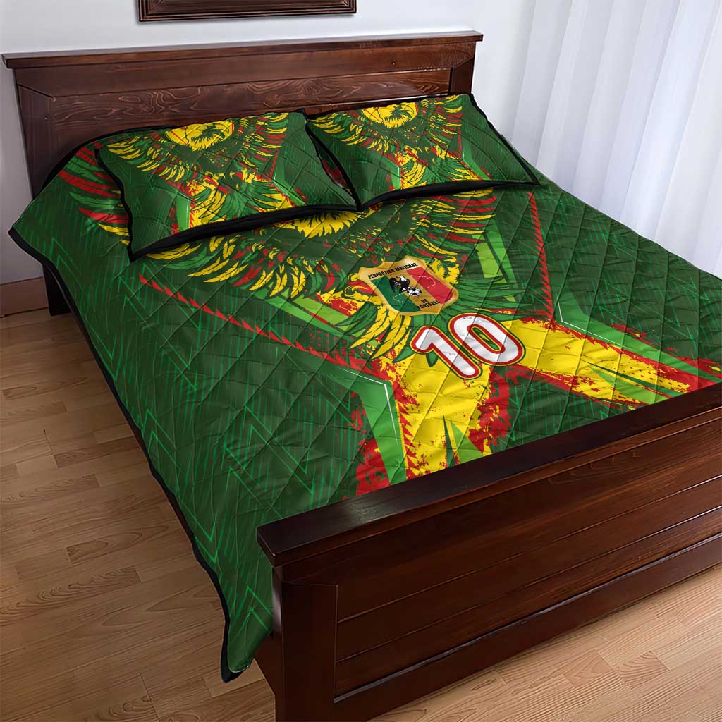 Custom Mali National Football Quilt Bed Set Grunge Les Aigles Sporty Style - Wonder Print Shop