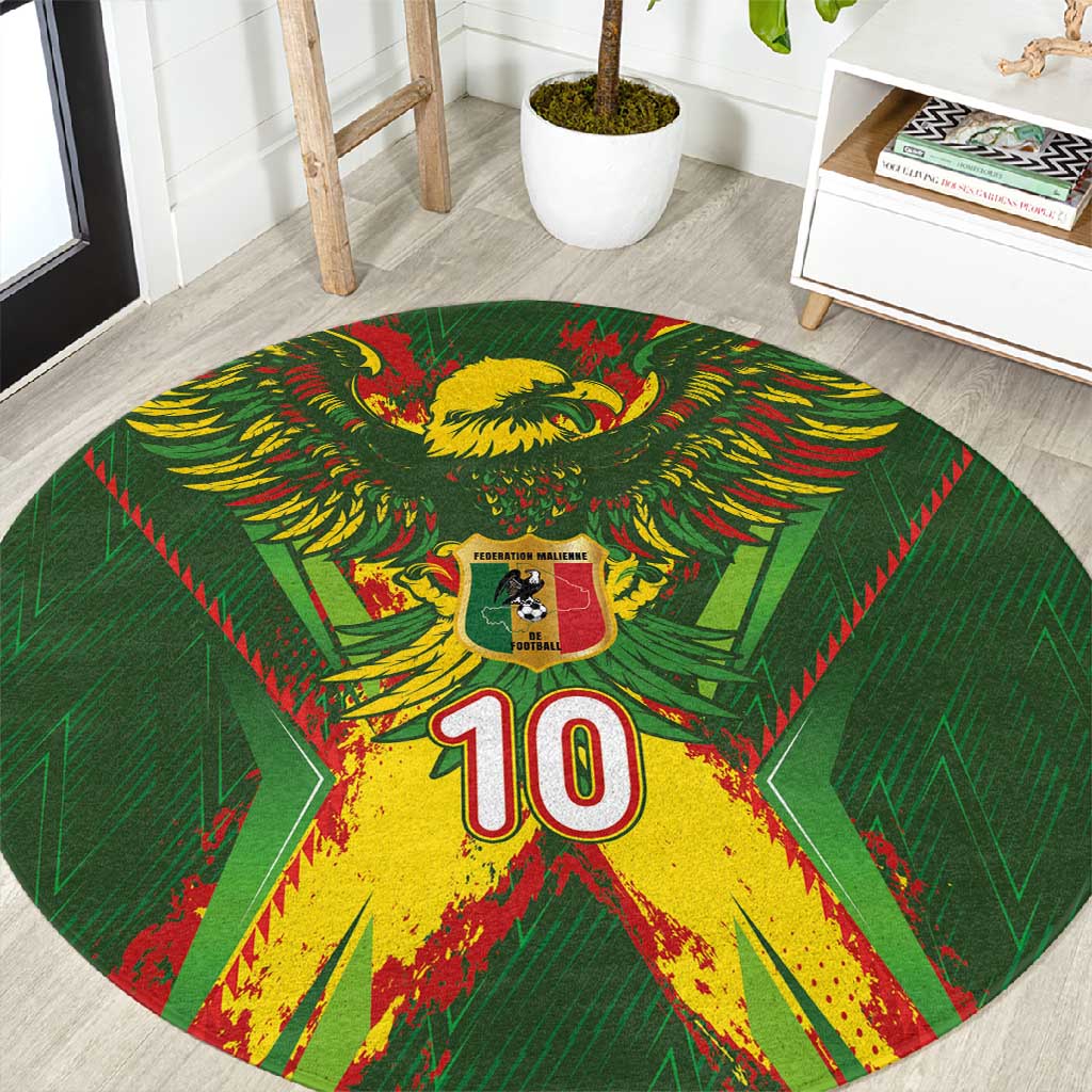 Custom Mali National Football Round Carpet Grunge Les Aigles Sporty Style - Wonder Print Shop