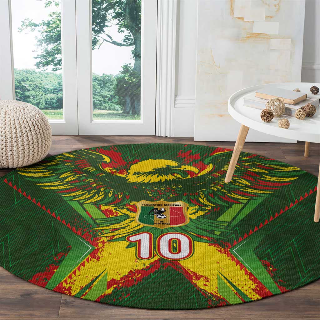 Custom Mali National Football Round Carpet Grunge Les Aigles Sporty Style - Wonder Print Shop