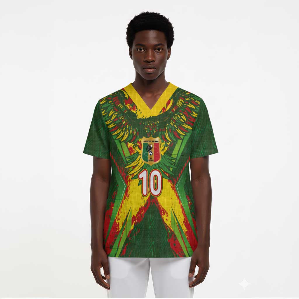 Custom Mali National Football Scrub Top Grunge Les Aigles Sporty Style - Wonder Print Shop