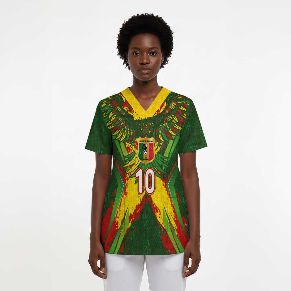 Custom Mali National Football Scrub Top Grunge Les Aigles Sporty Style - Wonder Print Shop